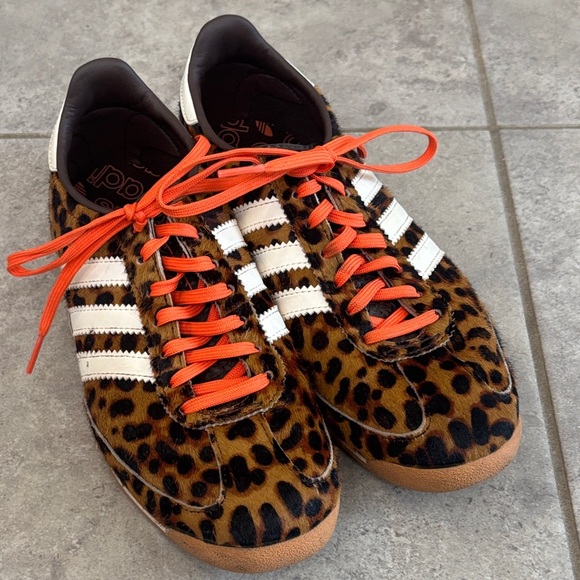 adidas Shoes - ✨adidas Samba OG Calf Hair Leopard-Print Sneakers with Orange Laces